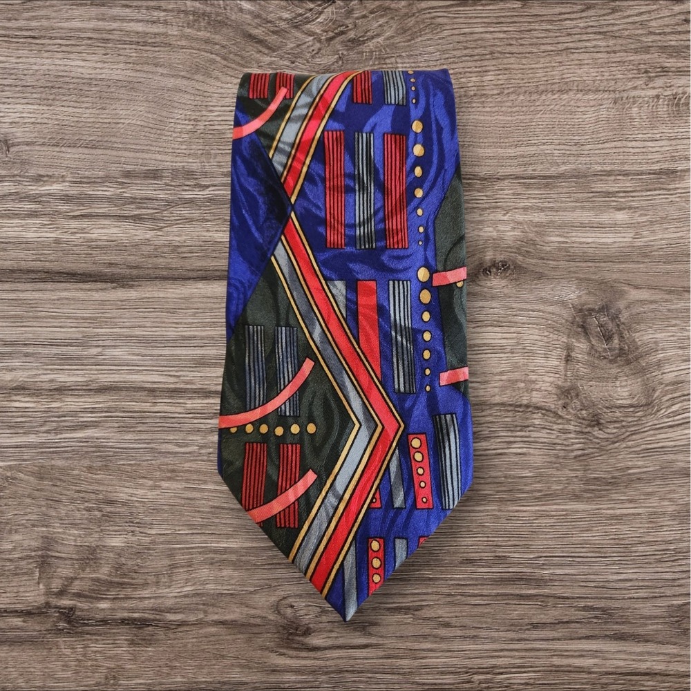 Daniel De Fasson Handmade 100% Silk Pura Seta Tie Geometric Design